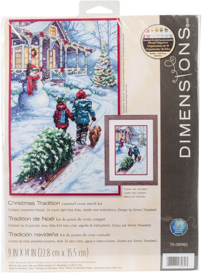 Dimensions; Dimensions Counted Cross Stitch Kit 9"X14"-Christmas Tradition (14 Count); Category:Cross Stitch & Embroidery; Image:1